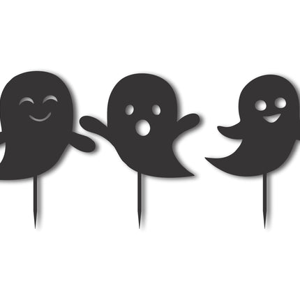 Metal Halloween Ghosts Garden Stakes | Set of 3 | Up to 46" | Over 20 Color Options