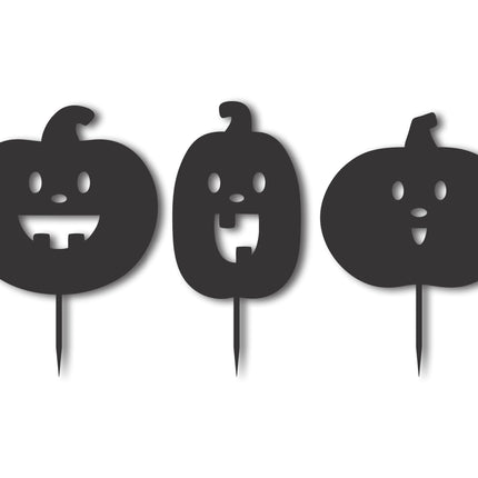 Metal Halloween Pumpkin Garden Stakes | Set of 3 | Up to 46" | Over 20 Color Options