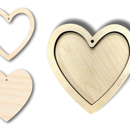 Unfinished Wood 2 Layer Heart Shadowbox Shape | DIY Craft Cutout | up to 46" DIY