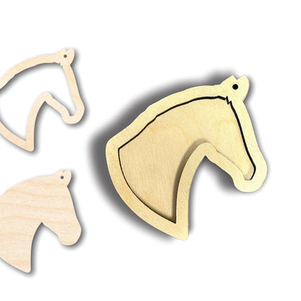 Unfinished Wood 2 Layer Horse Shadowbox Shape | DIY Craft Cutout | up to 46" DIY