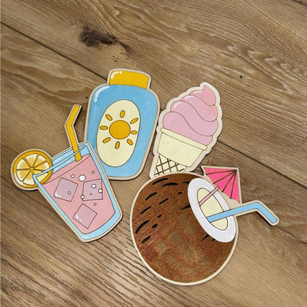 Unfinished Wood Etched Sun Screen Shape | Paint By Line Crafts | up to 30" DIY