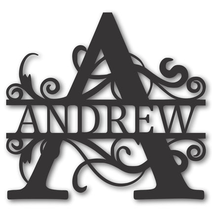 Metal Split Letter Vine Monogram | Customizable Wall Art | Indoor Outdoor | Up to 46" | Over 20 Color Options