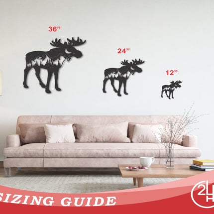 Moose Mountain Metal Wall Art | Metal Moose and Mountain Landscape Decor | 15 Color Options