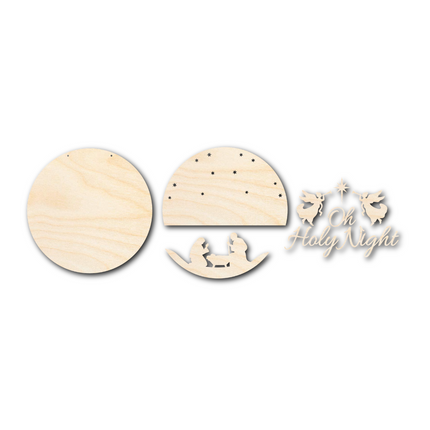 Unfinished Wood Oh Holy Night Door Sign Kit | Wood Craft Cutouts | 1/4" Thick |