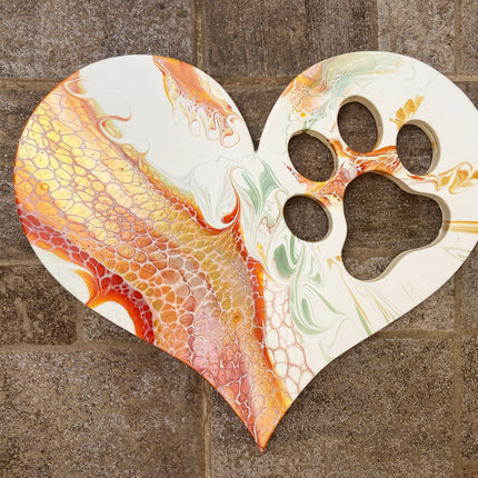 Unfinished Wood Pawprint Heart Shape | Valentine's Day | Pet | DIY Craft Cutout | Up to 46"