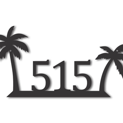 Metal Tropical House Number Sign | Metal Palm Tree Address Sign | 15 Color Options