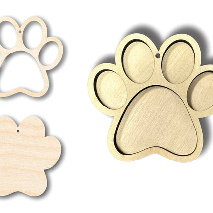 Unfinished Wood 2 Layer Paw Shadowbox Shape | DIY Craft Cutout | up to 46" DIY