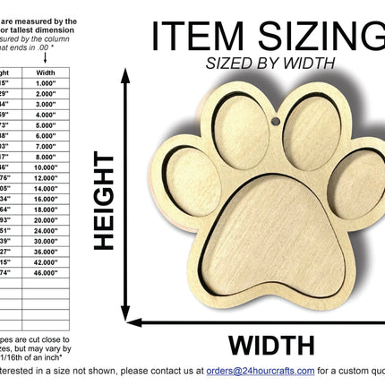 Unfinished Wood 2 Layer Paw Shadowbox Shape | DIY Craft Cutout | up to 46" DIY