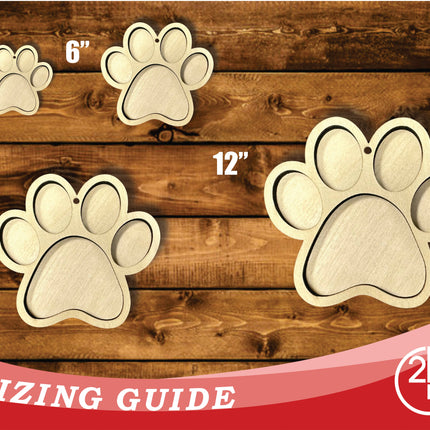 Unfinished Wood 2 Layer Paw Shadowbox Shape | DIY Craft Cutout | up to 46" DIY