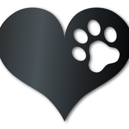 Metal Pawprint Heart Wall Art - Metal Sign - 14 Color Options