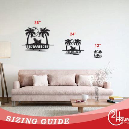 Metal Beach Sign | Custom Metal Palm Tree Sign | 15 Color Options