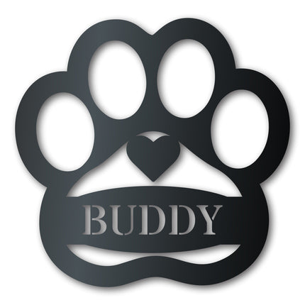 Metal Custom Pawprint Wall Art - Metal Sign - 14 Color Options