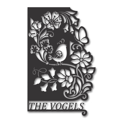 Metal Floral Bird Sign Personalized Wall Art