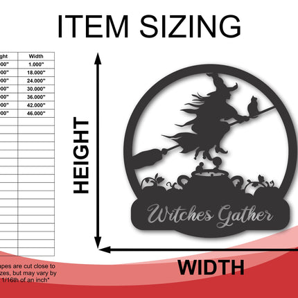 Personalized Metal Flying Witch Sign | 14 Color Options