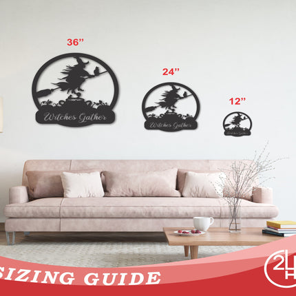Personalized Metal Flying Witch Sign | 14 Color Options