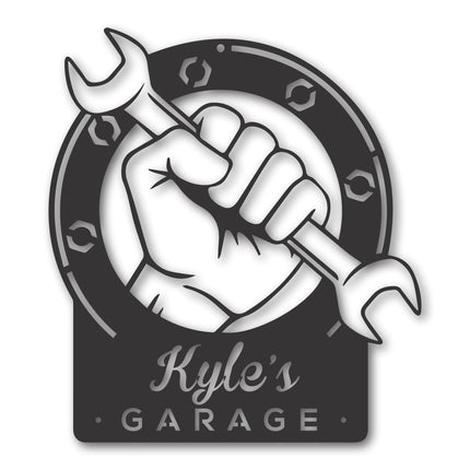 Custom Metal Garage Sign | Personalized Metal Garage Wrench Sign | Personalized Metal Garage Decor | 15 Color Options