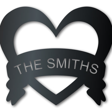 Metal Custom Bannered Heart Wall Art - Metal Sign - 14 Color Options