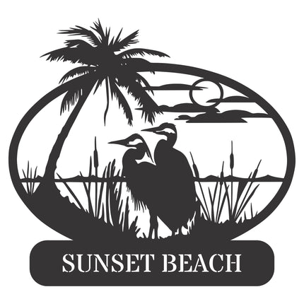 Custom Metal Heron Inlet Sign Personalized Wall Art
