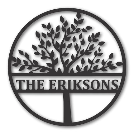 Custom Metal Split Tree Monogram | Personalized Family Name Wall Art | Indoor Outdoor | Up to 46" | Over 20 Color Options |