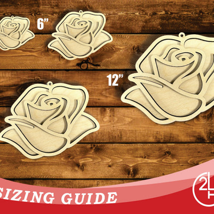 Unfinished Wood 2 Layer Rose Shadowbox Shape | DIY Craft Cutout | up to 46" DIY