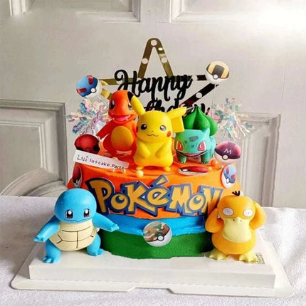13 PCS Set Pokemon Cake Topper Party Anime Figure, Pikachu Happy Birthday Cake Decoration Ornament Pikachu Bulbasaur Psyduck Charmander Squirtle Jigglypuff