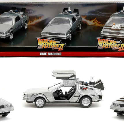 Back to the Future Hollywood Rides 1:32 scale DeLorean Time Machine 3-Pack