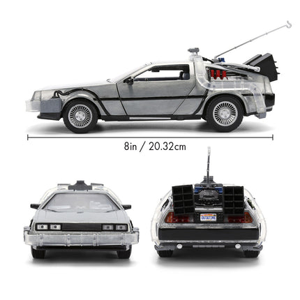 Back to the Future die-cast 1:24 scale 40th Anniversary "Hollywood Rides" light-up DeLorean Time Machine