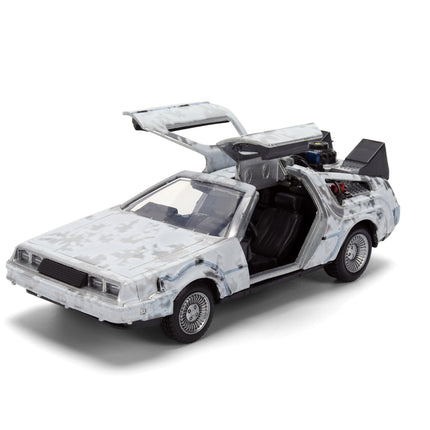 Back to the Future die-cast 1:32 scale 40th Anniversary "Hollywood Rides" DeLorean Time Machine (Frost Finished)