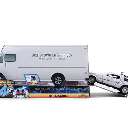 Back to the Future die-cast 1:32 scale 40th Anniversary "Hollywood Rides" DeLorean Time Machine (Frost Finished)