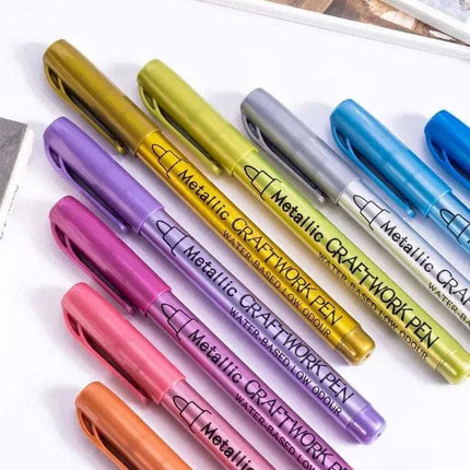 12 Colors Metallic Markers Pens Silver Gold Paint Pens for Black Paper, Glass, Rock Painting