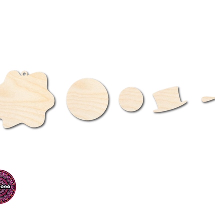 Unfinished Wood Melting Snowman with Top Hat 5pc. Set | JGrondz | DIY Craft Cutout | 4" | 1/4" Thick
