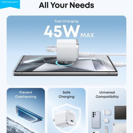 Anker Nano Charger (45W) with USB-C to USB-C Cable