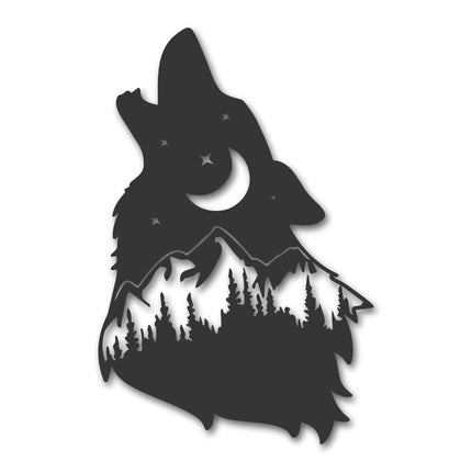 Metal Wolf Mountain Landscape Wall Art