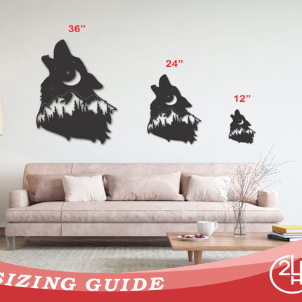 Metal Wolf Mountain Landscape Wall Art