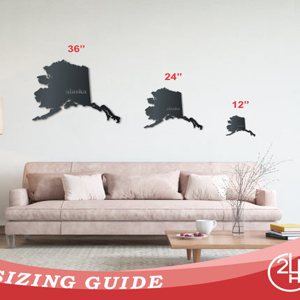 Metal Alaska Wall Art | Custom Metal US State Sign | Indoor Outdoor | Up to 46" | Over 20 Color Options