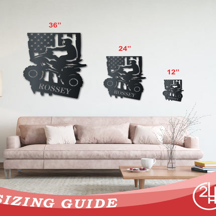 Customizable American Quad Metal Sign | Indoor Outdoor | Up to 46" | Over 20 Color Options