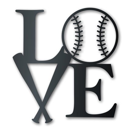 Metal Baseball Love Wall Art - Metal Sports Sign - 14 Color Options