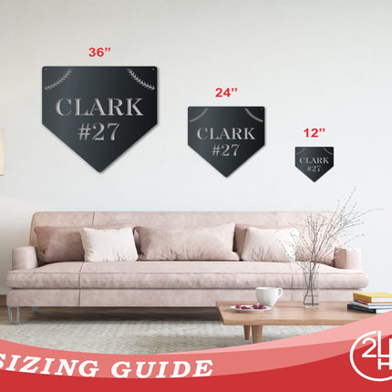 Custom Metal Baseball Homeplate Wall Art - Custom Metal Sports Sign - 14 Color Options