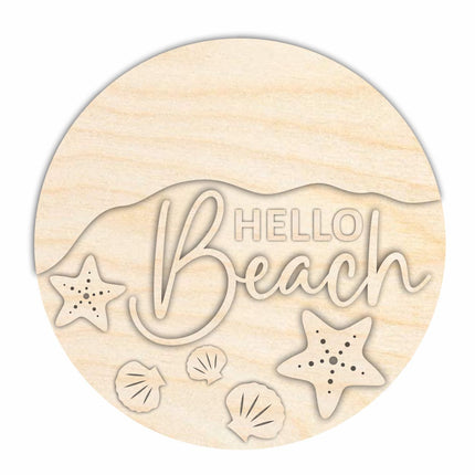 Unfinished Wood Hello Beach Door Sign Kit | Wood Craft Cutouts | 1/4" Thick |