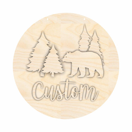 Unfinished Wood Custom Name Bear Door Sign Kit | Wood Craft Cutouts | 1/4" Thick |