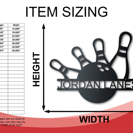 Custom Metal Bowling Strike Wall Art - Custom Metal Sports Sign - 14 Color Options