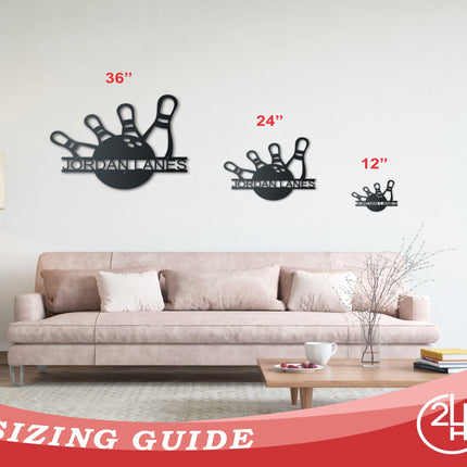 Custom Metal Bowling Strike Wall Art - Custom Metal Sports Sign - 14 Color Options