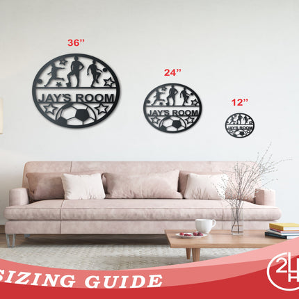 Custom Metal Boys Soccer Monogram Wall Art - Metal Sports Sign - 14 Color Options