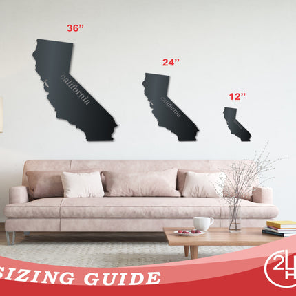 Metal California Wall Art - Custom Metal US State Sign - 14 Color Options
