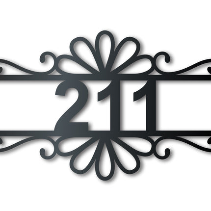 Custom Metal Flourish Address Wall Art | House Number Sign | Indoor Outdoor | Up to 46" | Over 20 Color Options