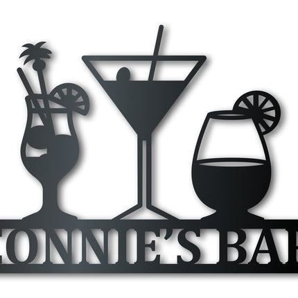 Custom Metal Cocktail Bar Wall Art | Indoor Outdoor | Up to 46" | Over 20 Color Options