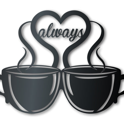Custom Metal Coffee Love Wall Art - Metal Coffee Sign - 14 Color Options