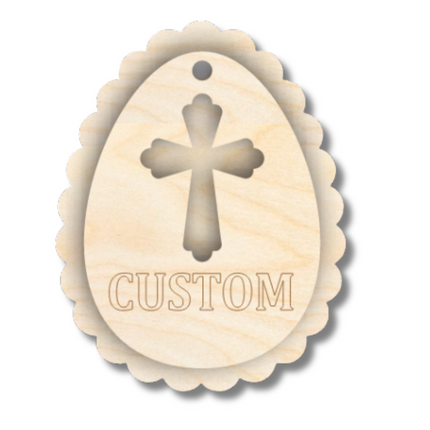 Unfinished Wood Layered Custom Name Easter Egg Gift Tags | 6 Options | 2 Piece | 4"-6" Tall | 1/8" Wood | Wood Craft DIY