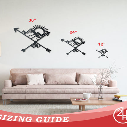 Metal Arrow Mountains Wall Art | Indoor Outdoor | Up to 46" | Over 20 Color Options