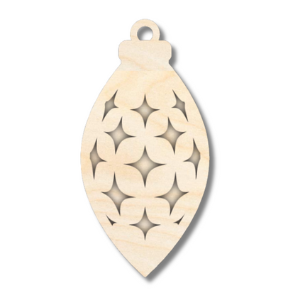 Unfinished Wood Layered Christmas Bulb Ornaments | 2 Piece | 5" Tall | 1/8" Wood | Wood Craft DIY
